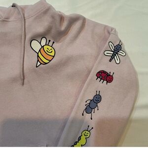 Alab Hoodie Sweatshirt Soft Pink Bug Off Size L